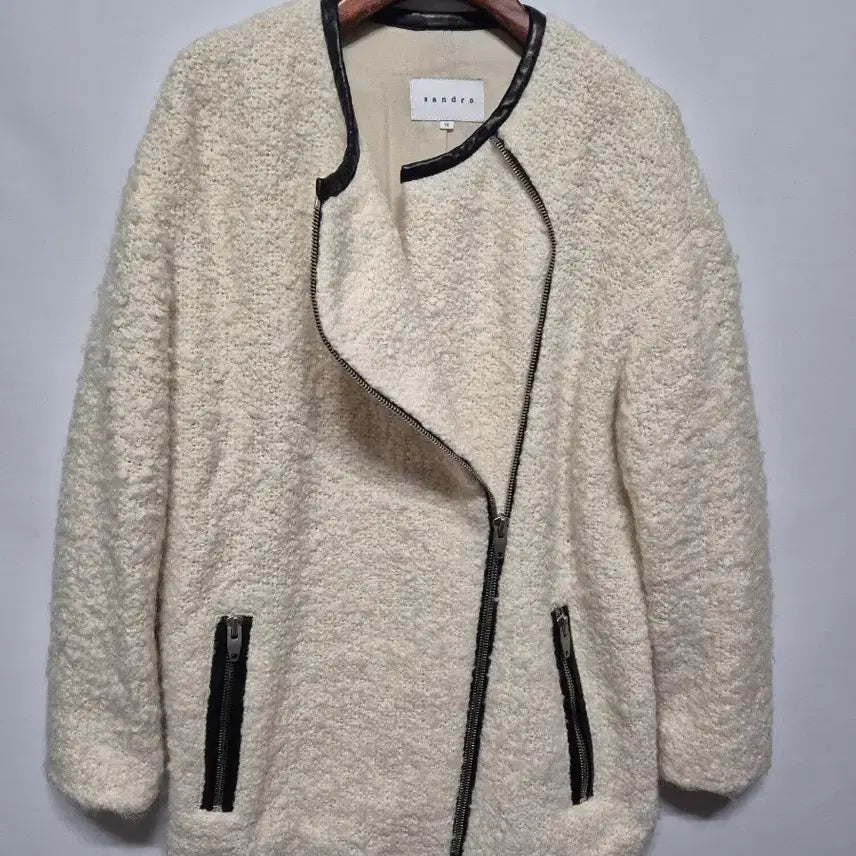 [BUNJANG] Sandro Bouclé Tweed Zipper Jacket Ivory Size 55 / [여자55]산드로 부클레/트위드 지퍼 자켓