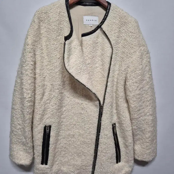 [BUNJANG] Sandro Bouclé Tweed Zipper Jacket Ivory Size 55 / [여자55]산드로 부클레/트위드 지퍼 자켓