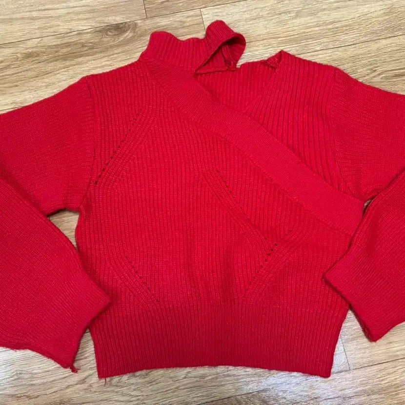 [BUNJANG] Red Cropped Knit / 레드 크롭 니트
