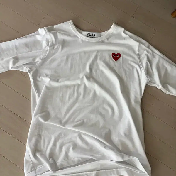 [BUNJANG] Comme des Garçons Play Long Sleeve White T-Shirt / 꼼데가르송 플레이 롱슬리브 화이트