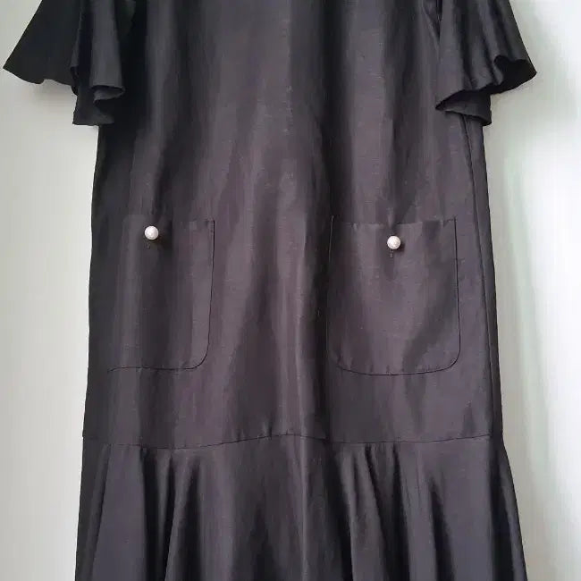 [BUNJANG] Linen Black Long Dress / 린넨 블랙 롱 원피스