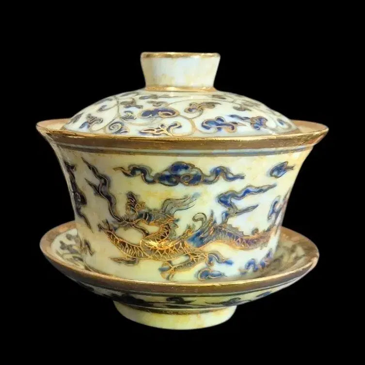 [BUNJANG] Ming Dynasty Celadon Porcelain Lidded Cup / 중국도자기 명성화청화금채유개잔잔대압수배