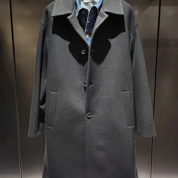 [BUNJANG] Juun.J Detachable Denim Inner Balmacaan Coat Black / [48] 준지 데님 트러커 내피 디테처블 발마칸 코트 블랙