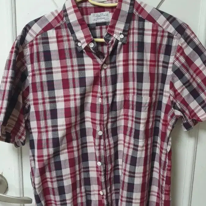 [BUNJANG] Edlao Check Half Sleeve T-Shirt Size 14 1/2 / 엣라코 체크반팔 14 2분의1