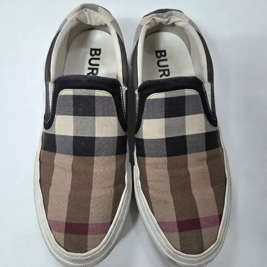 [BUNJANG] Burberry Exaggerated Check Cotton Sneakers / 버버리 이그재저레이트 체크 코튼 스니커즈