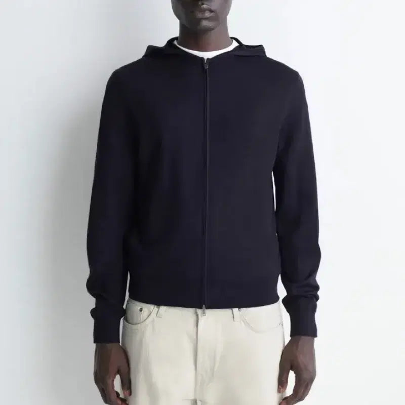[BUNJANG] COS Merino Wool Zip-Up Hoodie Navy / COS 코스 메리노 울 집업후디