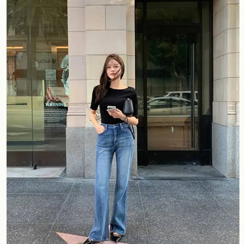 [BUNJANG] Hawa Blue Hour Bootcut Denim Pants Medium Blue Short XS / 하와 블루아워 부츠컷 데님 팬츠 / 미디엄 블루ver 숏 XS