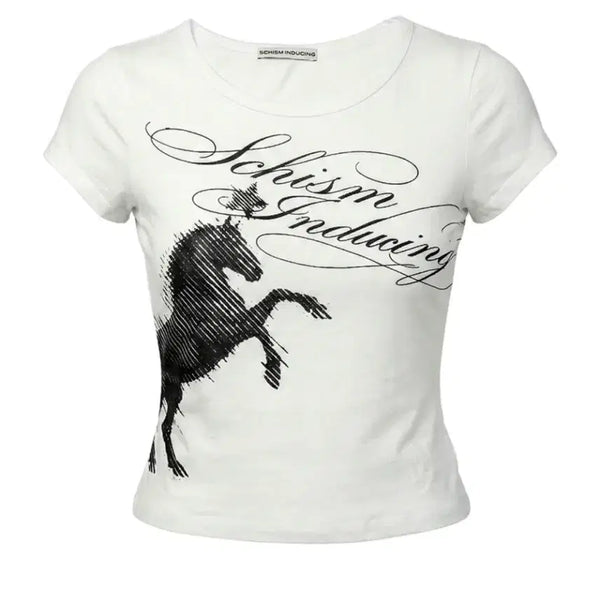 [BUNJANG] SKZOO Inducing Horse Slim T-Shirt White / 스키즘 인듀싱 HORSE SLIM T SHIRT WHITE