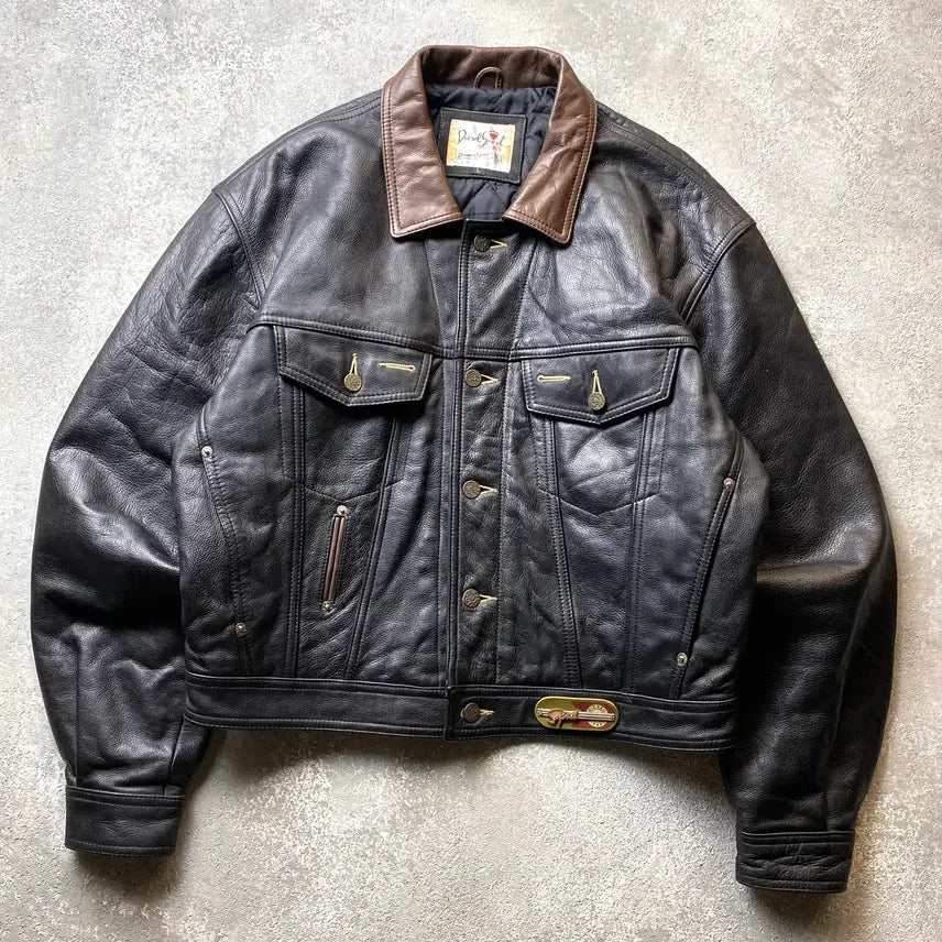 [BUNJANG] Diesel 90s Real Leather Trucker Jacket L / [L] 90s Diesel 디젤 리얼레더 트러커 자켓