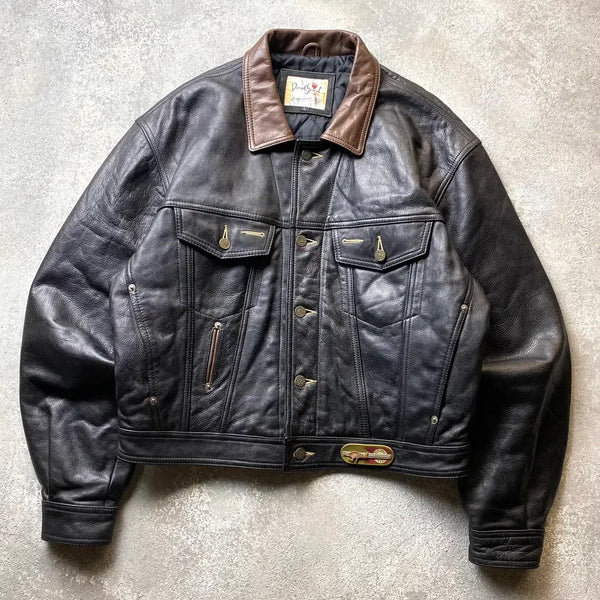 [BUNJANG] Diesel 90s Real Leather Trucker Jacket L / [L] 90s Diesel 디젤 리얼레더 트러커 자켓