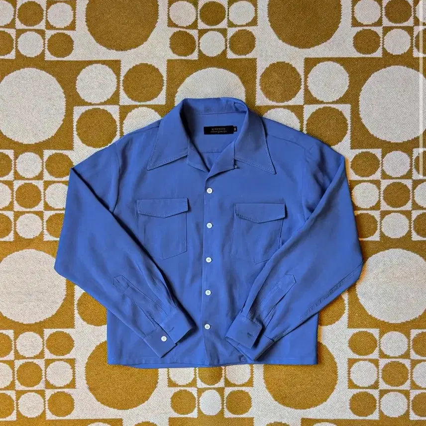 [BUNJANG] Birdnote 44 Blue Rayon Open Collar Shirt / 버드노트 44