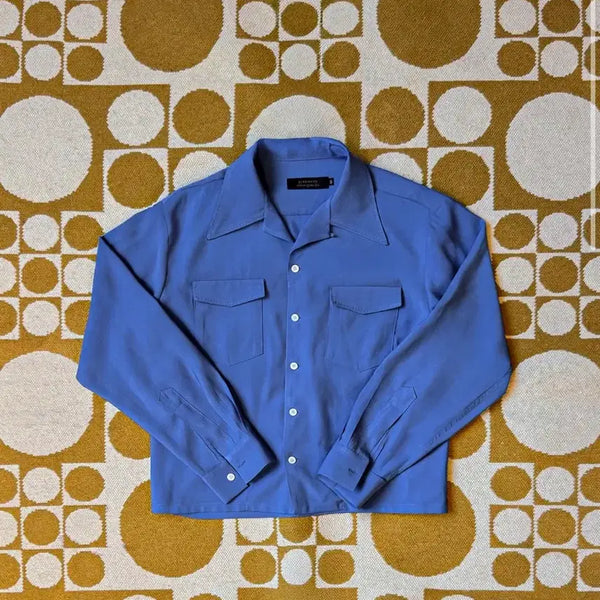 [BUNJANG] Birdnote 44 Blue Rayon Open Collar Shirt / 버드노트 44