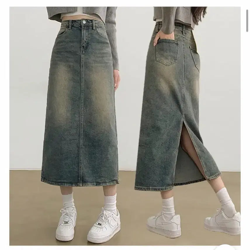 [BUNJANG] A-bly Denim Long Skirt / 에이블리 데님 롱 스커트