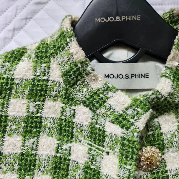 [BUNJANG] Moje Sopin Green White Pattern Tweed Setup / (새제품/무료배송)모조에스핀  그린 화이트 패턴 트위드 셋업