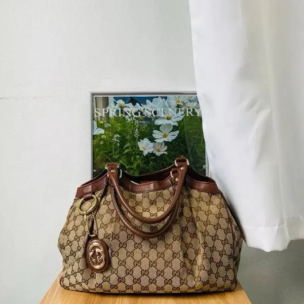 [BUNJANG] Gucci GG Monogram Brown Tote Bag / 구찌 GG 모노그램 브라운 토트백