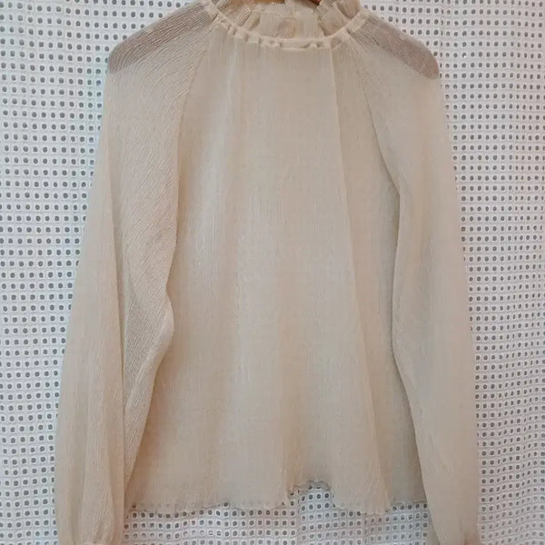 [BUNJANG] Sheer Blouse Ivory / 시스루  블라우스 아이보리 free