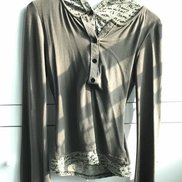 [BUNJANG] Button Long Sleeve Hoodie / 후디 버튼 롱슬리브