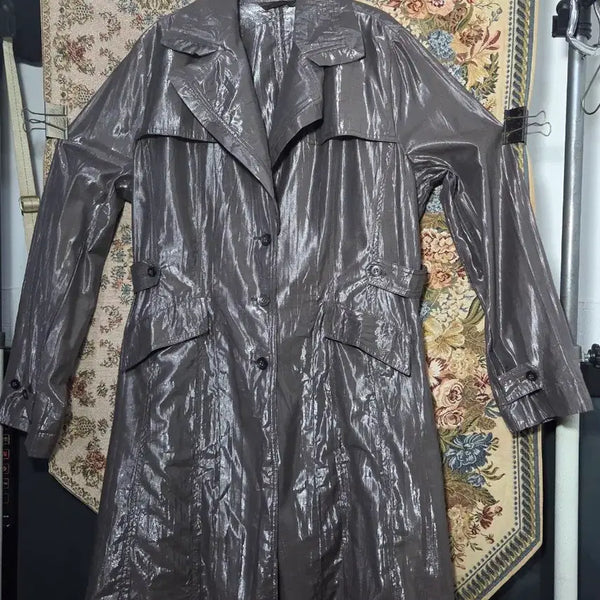 [BUNJANG] 88 Lilith Vitta Vintage Unique Glossy Trench Coat / 88 릴리토비타 빈티지 유니크 광택 트렌치 코트 새상품