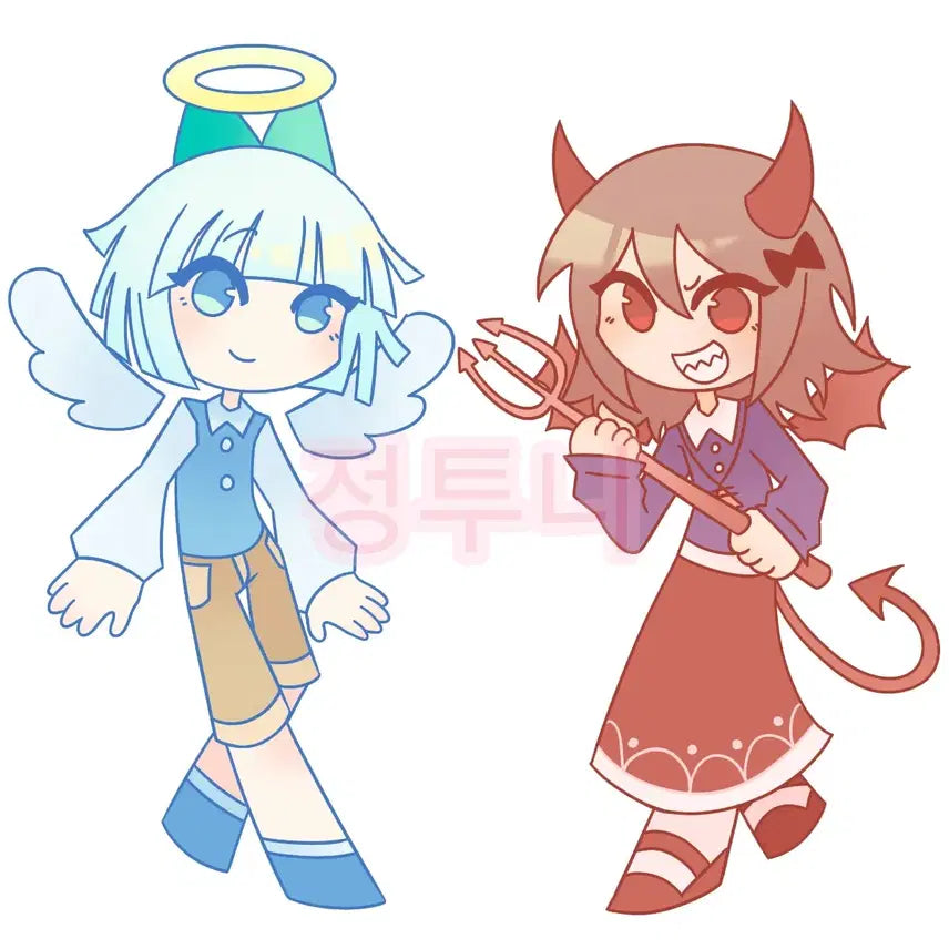 [BUNJANG] Angel & Demon Concept Couple Illustration Commission / MD) 그림 커미션!