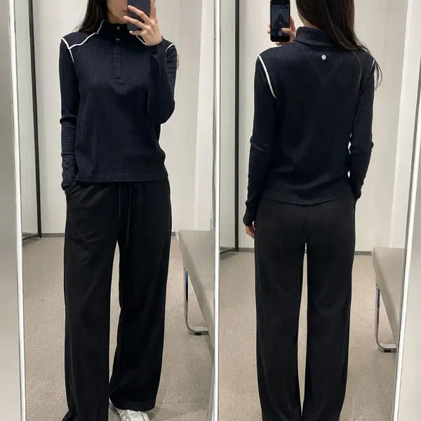 [BUNJANG] St. Andrews Black Golf Wear Top Size 66 / St. Andrews 블랙 골프웨어 상의 66