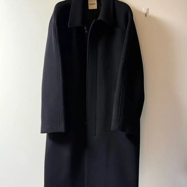 [BUNJANG] Sandro Mac Coat (Balmacaan Coat) Cashmere Long Coat Black / 산드로 맥 코트(발마칸 코트) 캐시미어 롱 코트 블랙 100 ~ 105