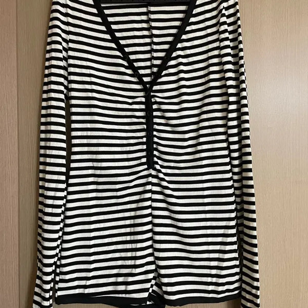 [BUNJANG] Shein Striped Ribbed Jumpsuit / 쉬인 스트라이프 골지 점프수트