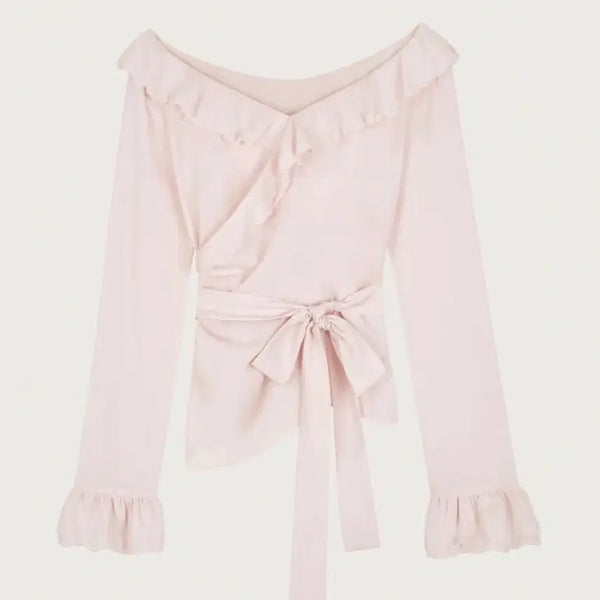 [BUNJANG] Clishier Blooming Ruffle Wrap Blouse / 클리시어 블루밍 러플랩 블라우스