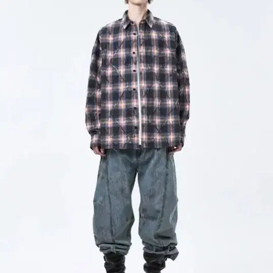 [BUNJANG] Juun.J Argyle Check Shirt Amber Blue Size 48 / 준지26 아가일 체크셔츠 엠버블루 48 팔아요