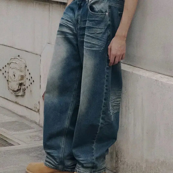 [BUNJANG] Unalloyed Code Embossed Washing Denim Pants Green Blue S / 어널러코드 엠보워싱 데님팬츠 그린블루 S 캣츠아이 윤채 데님