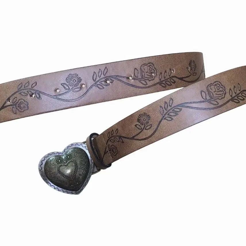 [BUNJANG] Vintage Floral Heart Western Belt / [빈티지] 플로럴 하트 웨스턴 벨트
