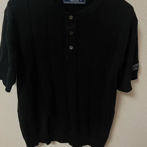 [BUNJANG] Gunjilluns Henry Neck Knit Short Sleeve T-Shirt / - 건지울른스 헨리넥 니트 반팔 -