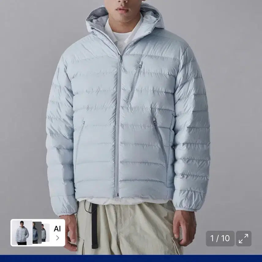 [BUNJANG] Musinsa Standard Hooded Light Down Jacket Cloudy Blue / 무신사스탠다드 후디드 라이트 다운 재킷 [클라우디 블루]