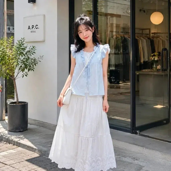 [BUNJANG] Embroidery Punch Ruffle Blouse / 자수,펀칭 러플 블라우스