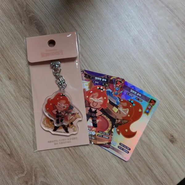 [BUNJANG] Cookie Run Kingdom Acrylic Keyring Chili Cookie & Rye Cookie with Card / 쿠키런 킹덤 쿠킹덤 아크릴 키링 칠리맛 호밀맛+ 카드