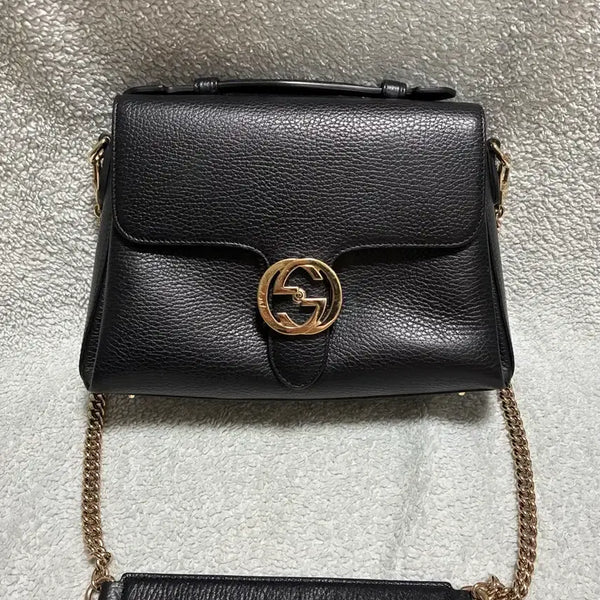 [BUNJANG] Gucci Black Leather Interlocking Tote Bag / (정품)구찌 블랙 레더 인터로킹 토트백