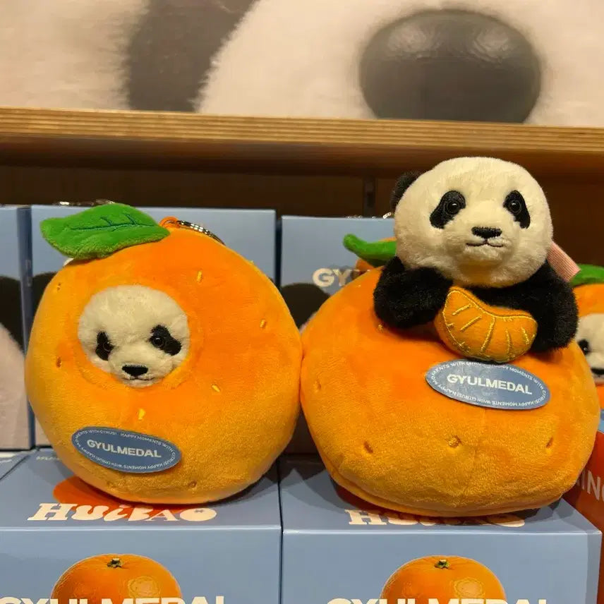 [BUNJANG] Huibao Tangerine Medal Plush Keychain Set (2) / (2개 정기)후이바오 귤메달 봉제키홀더 제주 키링 2개