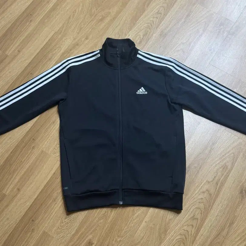 [BUNJANG] Adidas 3S Regular Fit Double Knit Track Top - Black/White / 아디다스 3S 레귤러 핏 더블 니트 트랙 탑 블랙 화이트 - KR 사이즈