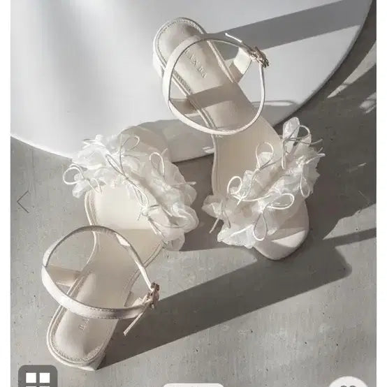 [BUNJANG] Randa Mini Ribbon Frill Heeled Sandals / 란다 randa 미니 리본 프릴 힐 샌들