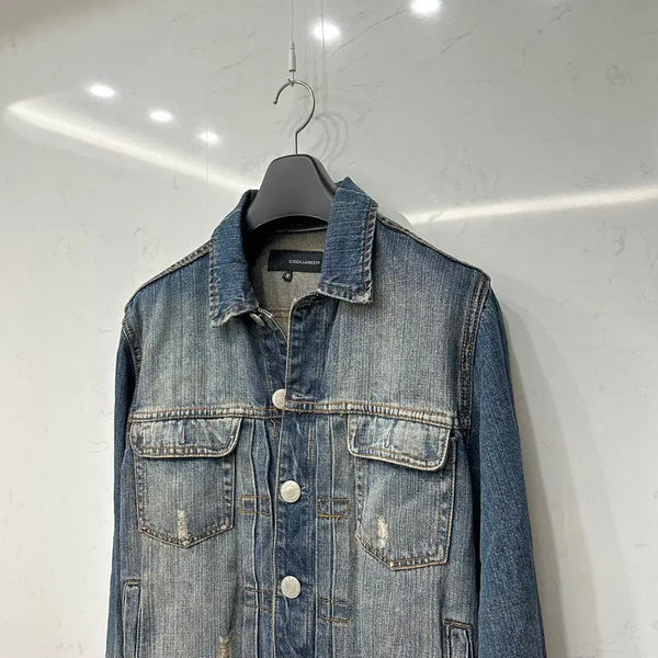 [BUNJANG] DSQUARED2 00s Vintage Wash Denim Trucker Jacket (Men's 95) / 디스퀘어드2 00's 빈티지 워싱 데님 트러커 자켓 M 95