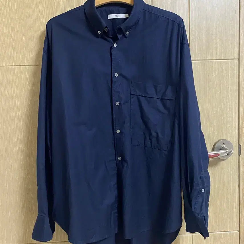 [BUNJANG] Kolon 24/7 Oversized Cotton Shirt XL Navy / *[24/7] 코오롱 24/7 오버사이즈드 코튼 셔츠 XL사이즈