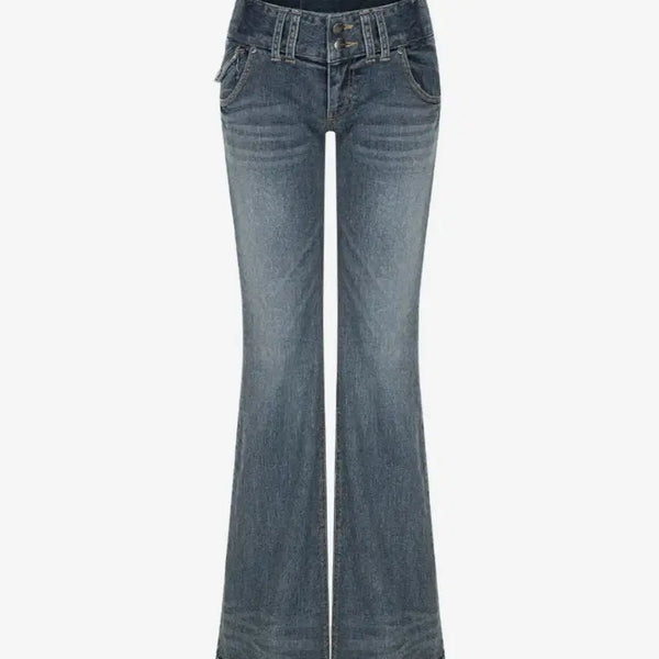 [BUNJANG] Pleasenofollow Tommie Button Bootcut Denim Jeans / 플리즈노팔로우 토미 버튼 부츠컷(택o)Pleasenofollow Tommie Button Boots cut denim