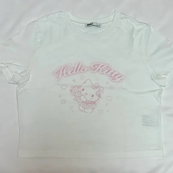 [BUNJANG] SPAO Hello Kitty Cropped T-Shirt White / 스파오 헬로키티 크롭 반팔티