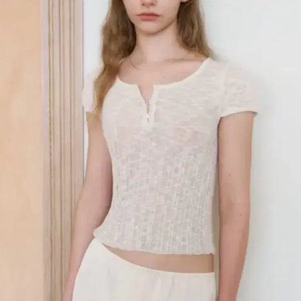 [BUNJANG] TUDMENT Two-Way Short Sleeve Knit Ivory / 튜드먼트 투웨이 반팔 니트 아이보리
