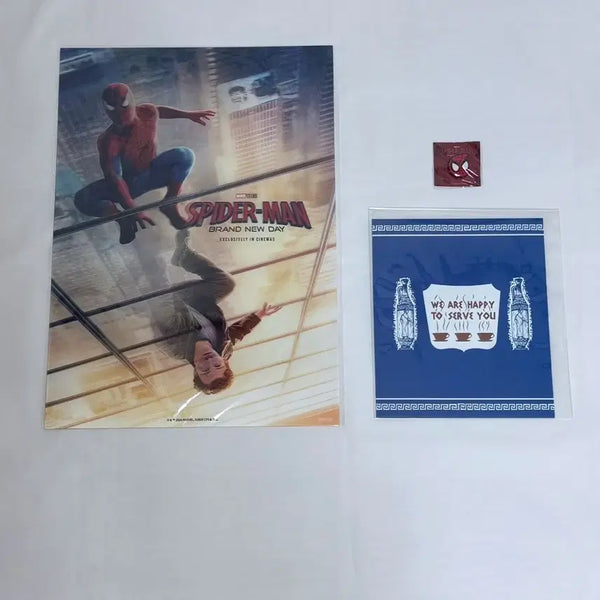 [BUNJANG] Spider-Man Lenticular Poster + Peter Parker's Letter Set + Badge Bundle Set / 3개 일괄) 스파이더맨 영화 특전 렌티큘러 포스터 + 피터 파커의 편지 SET + 뱃지