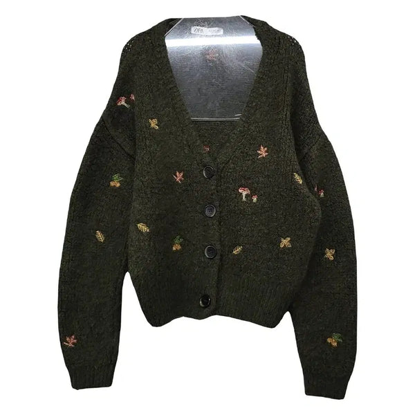[BUNJANG] Zara Soft Round Knit Cardigan Khaki S / 자라 여성 카키 소프트 라운드 니트 가디건 S