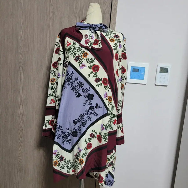 [BUNJANG] Sandro Pattern Silk Long Blouse / 산드로 패턴 실크 롱 블라우스 원피스겸용