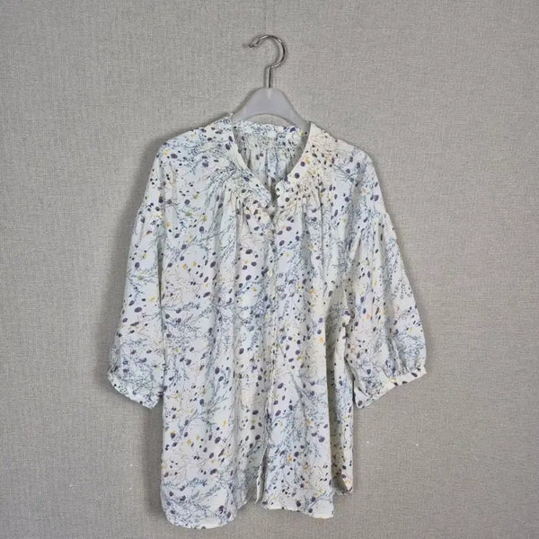 [BUNJANG] Plus Size Ivory Floral Pattern Blouse / (#88,99추천)빅사이즈 아이보리 잔꽃배턴 블라우스