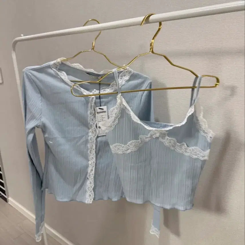[BUNJANG] Lace Cami Cardigan Set / 레이스 나시 가디건 세트