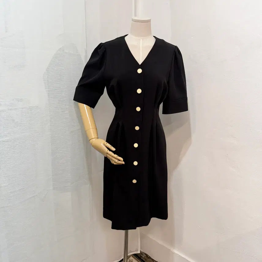 [BUNJANG] Lookast Black Midi Dress Half Sleeve / 룩캐스트 반팔 블랙미디원피스 블랙원피스 하객원피스 블랙드레스 3545