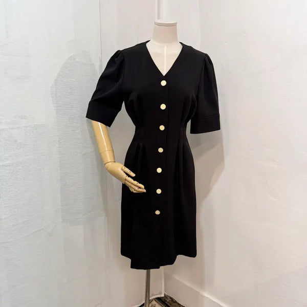 [BUNJANG] Lookast Black Midi Dress Half Sleeve / 룩캐스트 반팔 블랙미디원피스 블랙원피스 하객원피스 블랙드레스 3545